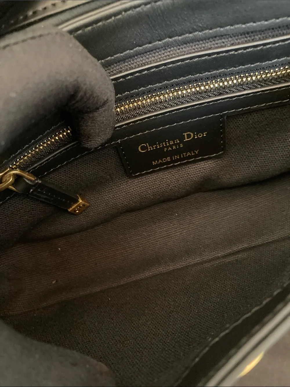 Dior Black Leather Crossbody / Shoulder Bag with Gold Hardware